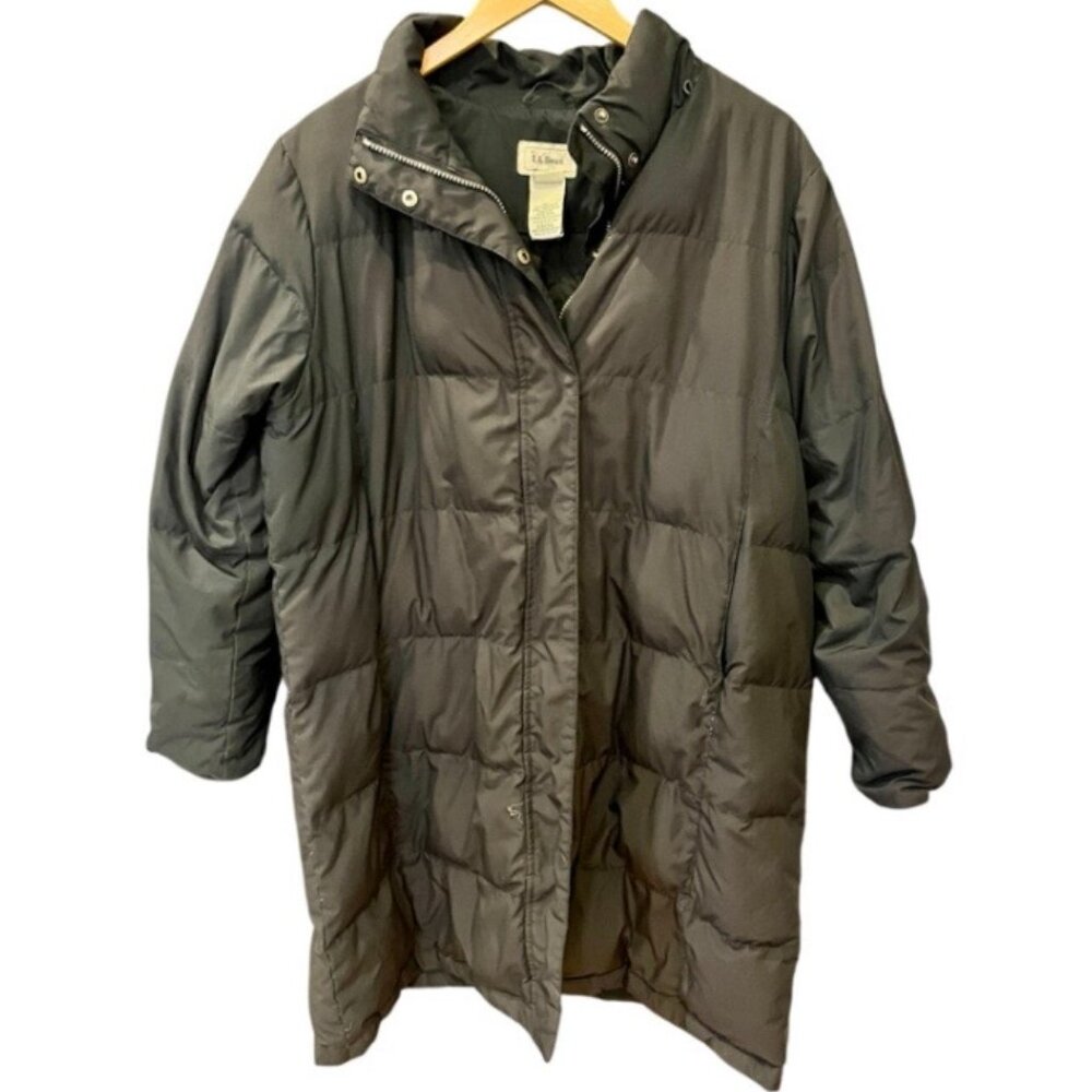 L.L.Bean Black Goose Down Quilted Coat – Women’s XL Petite